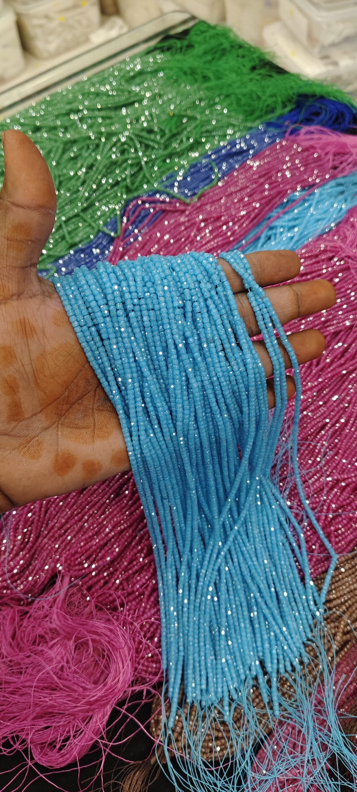 CZ High crushed beads Sky Blue Each 1 Line