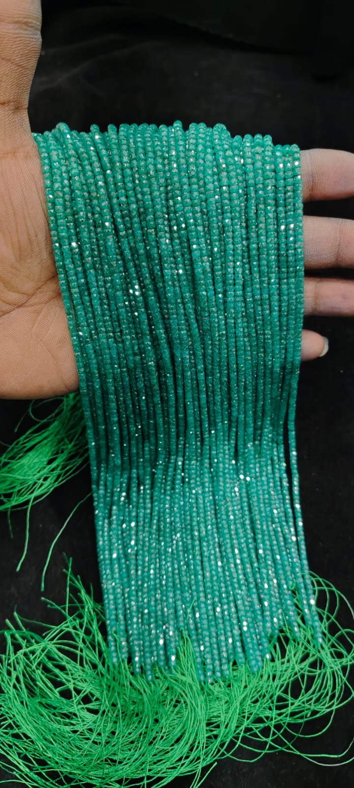 CZ High Crushed Dark green beads Each 1 Line