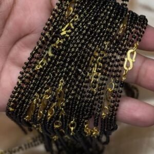 Machine made 2 Line Black beads chain (18 inch) each one